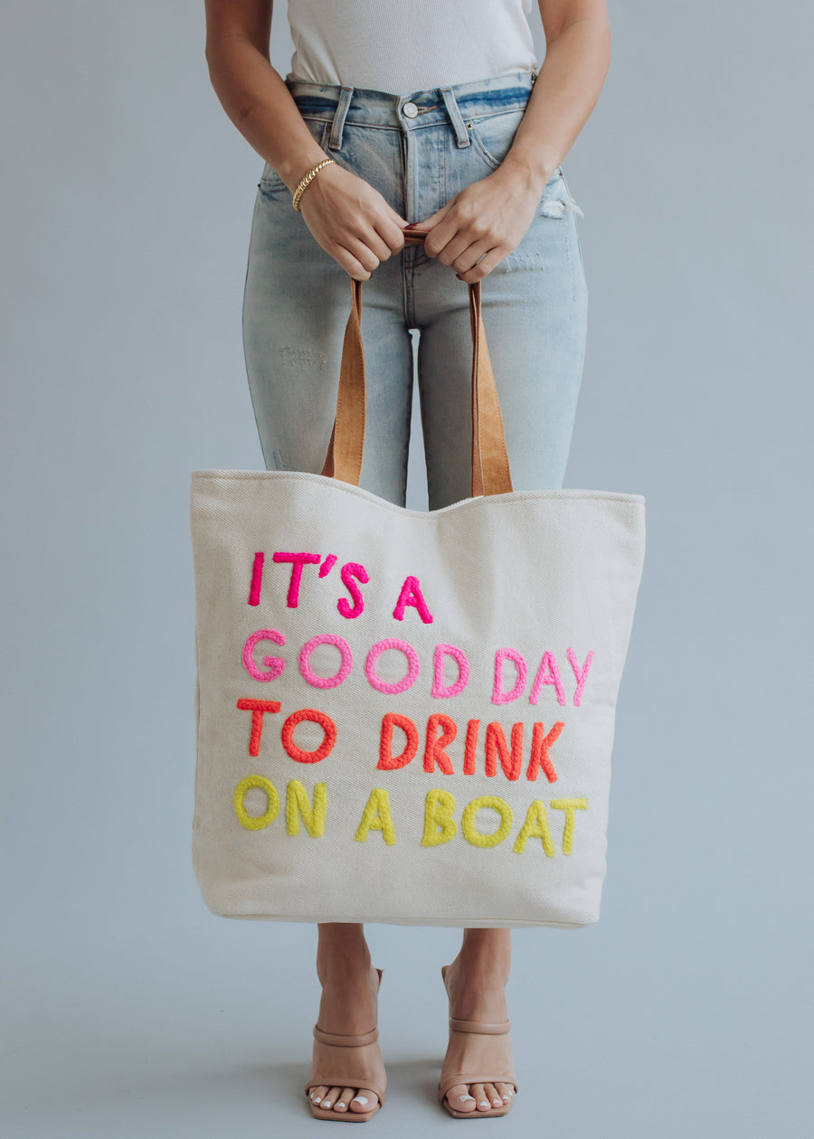 Drink On A Boat Tote - Cream