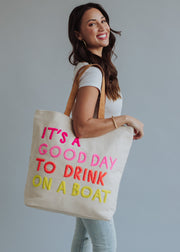 Drink On A Boat Tote - Cream