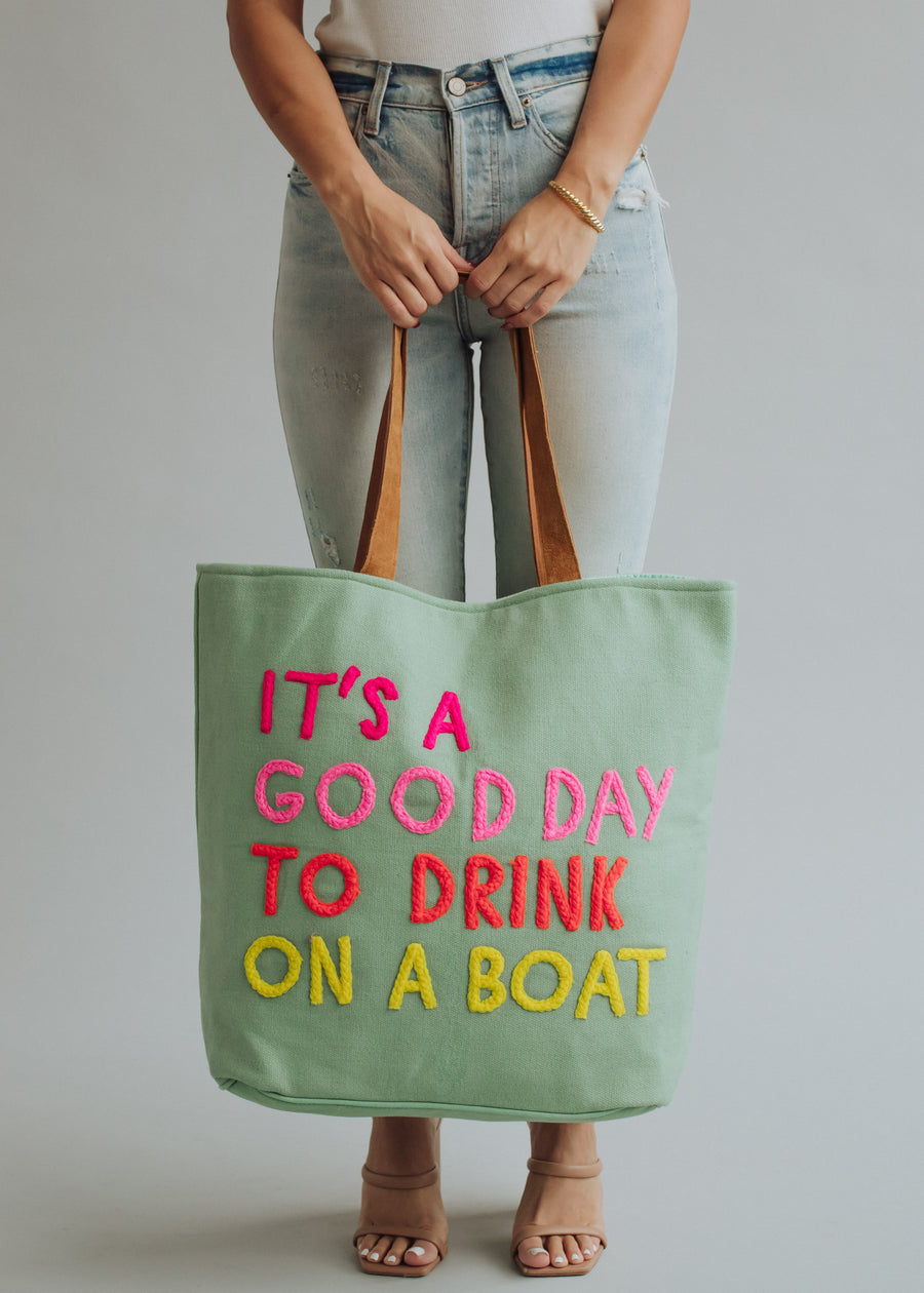 Drink On A Boat Tote - Mint