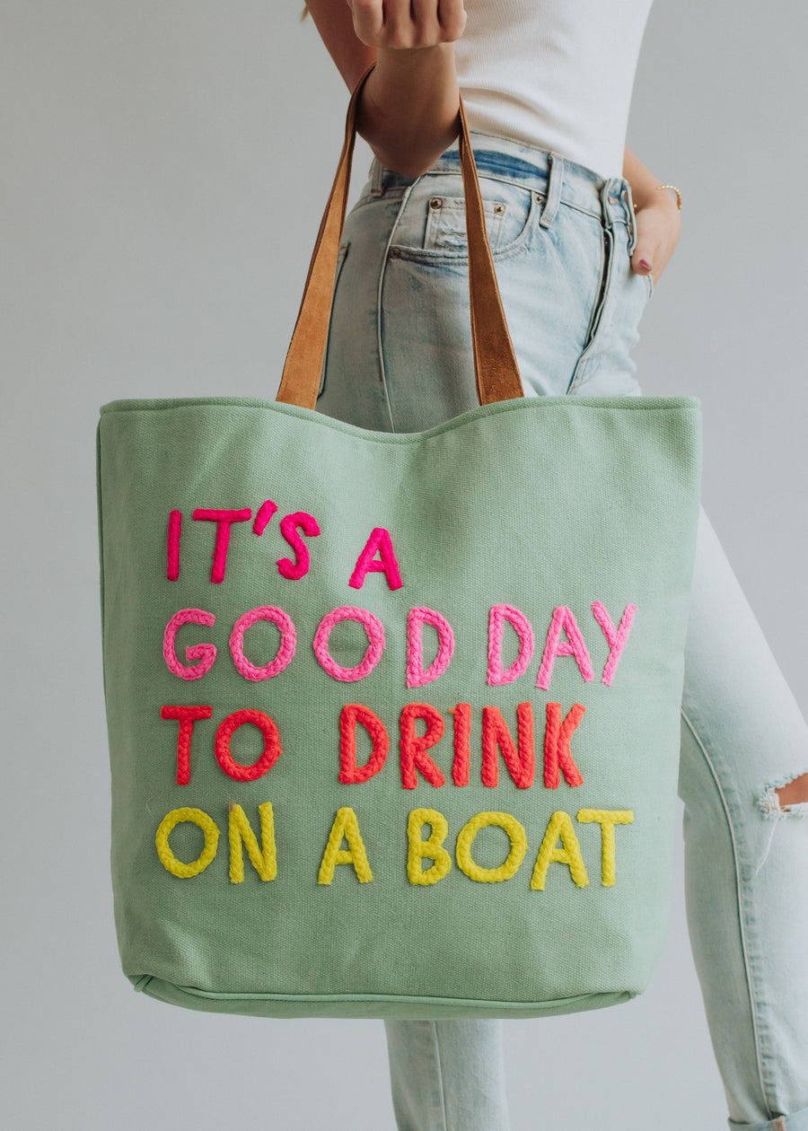 Drink On A Boat Tote - Mint