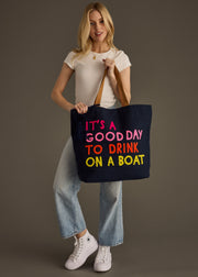 Drink On A Boat Tote - Navy