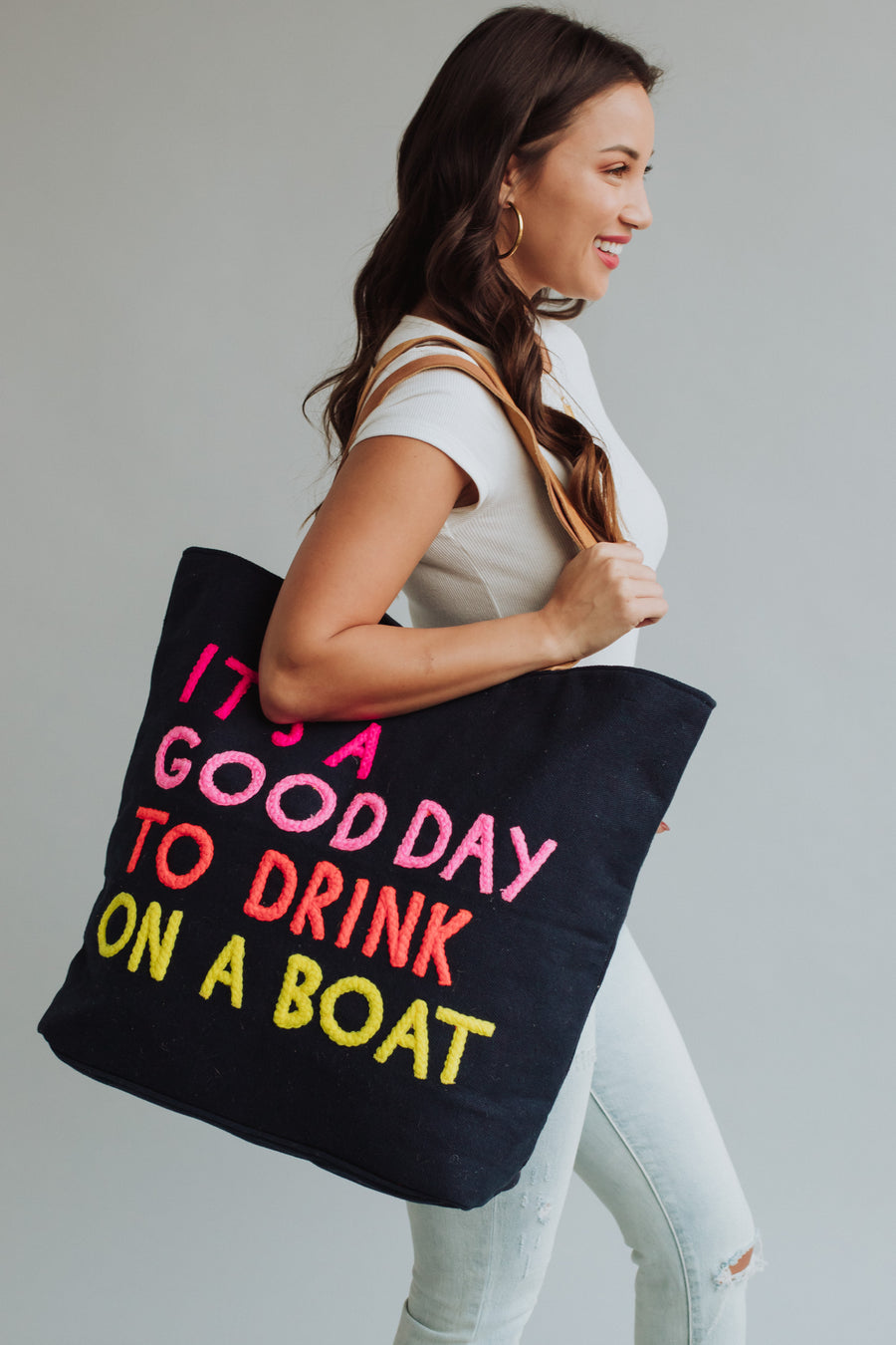 Drink On A Boat Tote - Navy