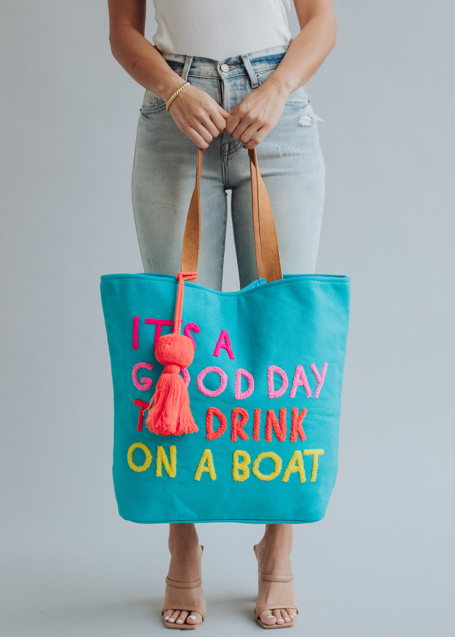 Drink On A Boat Tote - Blue