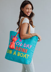 Drink On A Boat Tote - Blue