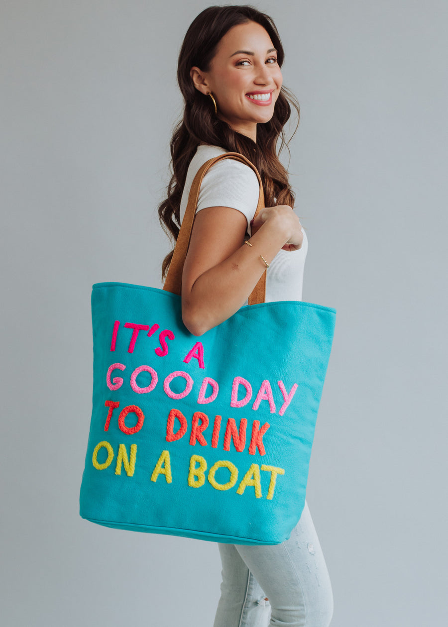 Drink On A Boat Tote - Blue