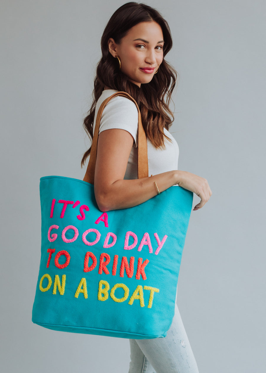 Drink On A Boat Tote - Blue