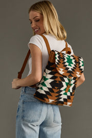 brown, black, green and white western backpack, western backpack, Aztec inspired backpack, women's backpack
