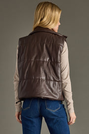 brown leather vest, leather vest, brown vest, fall vest, winter vest, neutral vest, women's vest