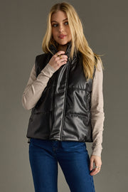 black leather vest, vegan leather, leather vest, black vest, neutral vest, women's vest, fall vest, winter vest