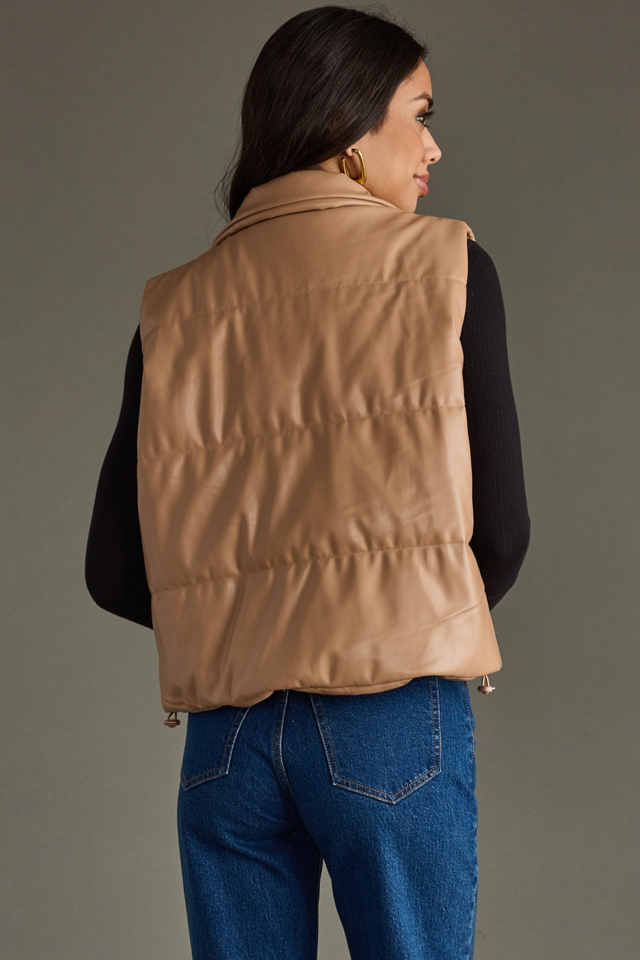 tan leather vest, tan vest, leather vest, vegan leather vest, fall vest, winter vest, neutral vest, women's vest