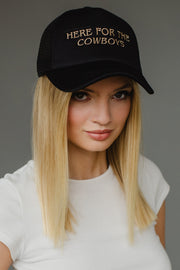 black here for the cowboys trucker hat, here for the cowboys, black trucker hat, women's trucker hat