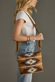 tan, brown and cream western crossbody, western inspired crossbody bag, aztec inspired crossbody bag, women's crossbody