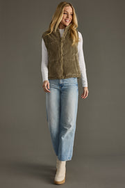 olive corduroy vest, corduroy vest, olive vest, fall vest, winter vest, women's vest