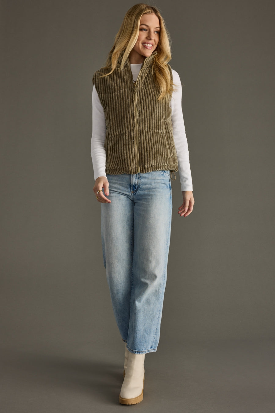 olive corduroy vest, corduroy vest, olive vest, fall vest, winter vest, women's vest