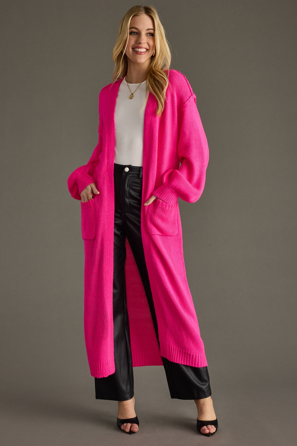 Bright Pink Duster Cardigan – Panache Apparel Collection