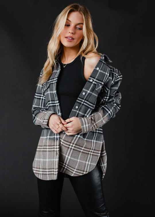 gray, black and white plaid flannel