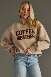 coffee weather sweatshirt, tan sweatshirt, coffee weather, coffee lover, neutral sweatshirt, fall sweatshirt, women's sweatshirt