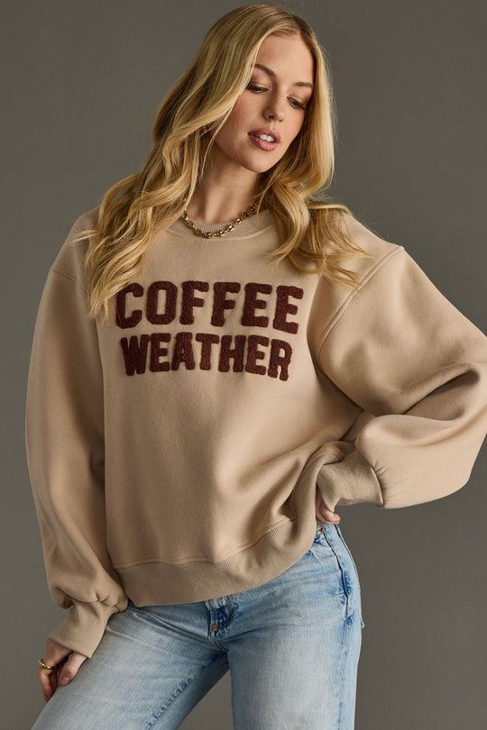 coffee weather sweatshirt, tan sweatshirt, coffee weather, coffee lover, neutral sweatshirt, fall sweatshirt, women's sweatshirt