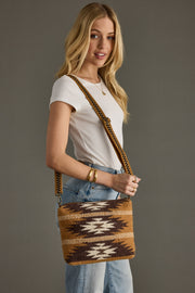 tan, brown and cream western crossbody, western inspired crossbody bag, aztec inspired crossbody bag, women's crossbody