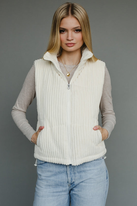 cream corduroy vest, cream vest, corduroy vest, fall vest, winter vest, women's vest, layering piece
