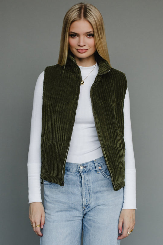 dark green corduroy vest, dark green vest, corduroy vest, women's vest, fall vest, winter vest, layering piece