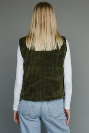 dark green corduroy vest, dark green vest, corduroy vest, women's vest, fall vest, winter vest, layering piece