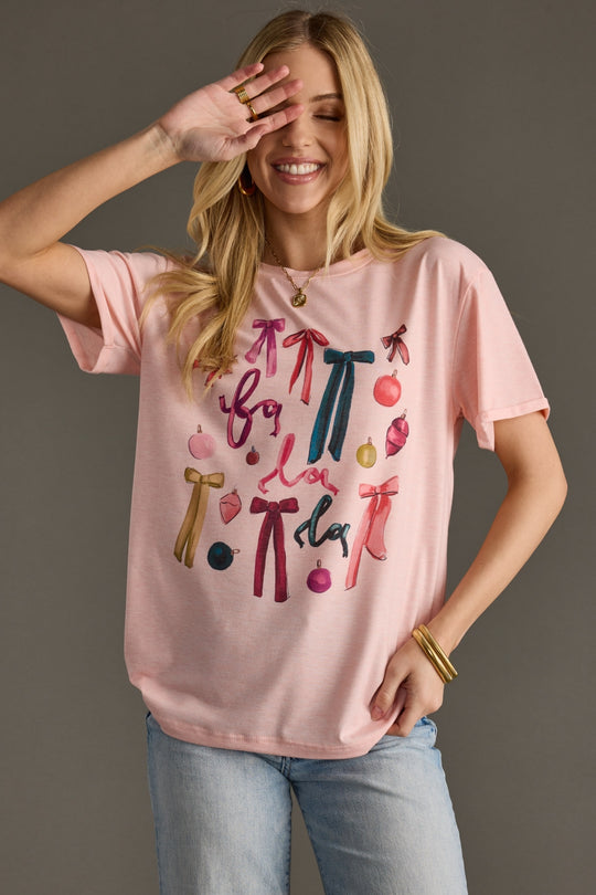 Fa La La and bow design graphic t-shirt