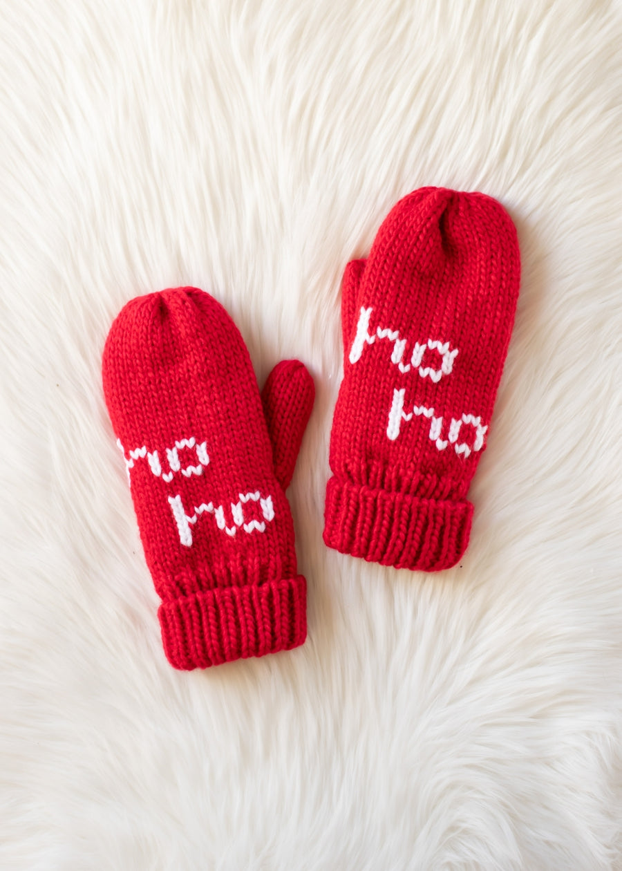 Ho Ho Ho Mittens - Red