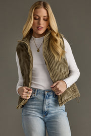olive corduroy vest, corduroy vest, olive vest, fall vest, winter vest, women's vest