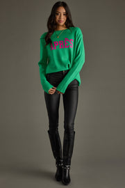 green and bright Pink Apres sweater, apres sweater, winter sweater, colorful sweater, women's sweater, ski sweater