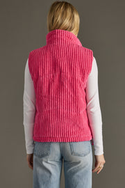 pink corduroy vest, pink vest, bright pink vest, corduroy vest, women's vest, winter vest, colorful vest