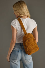 mustard corduroy sling bag