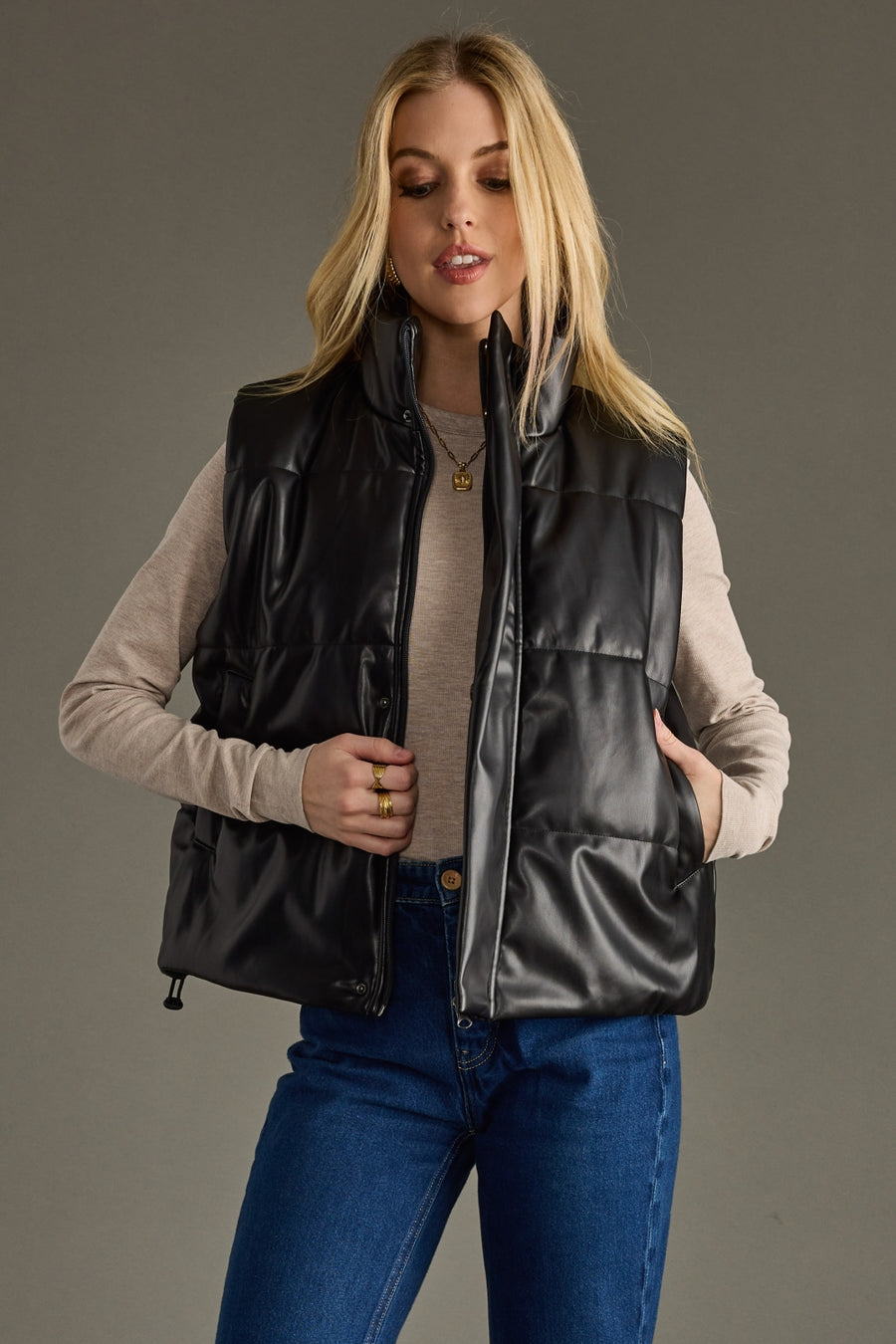 black leather vest, vegan leather, leather vest, black vest, neutral vest, women's vest, fall vest, winter vest
