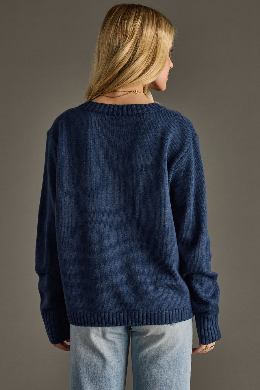navy and green ski sweater, ski sweater, navy sweater, colorful sweater, women's sweater