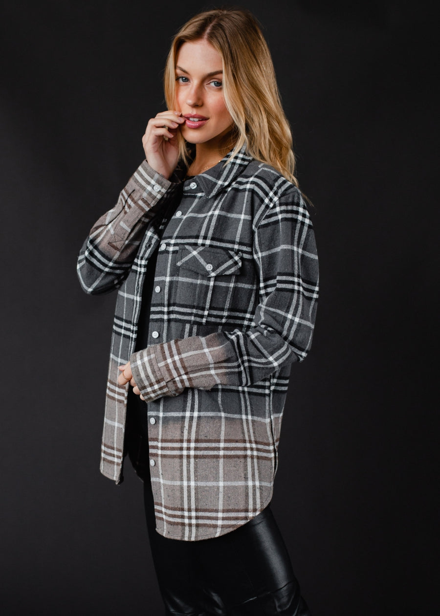 gray, black and white plaid flannel