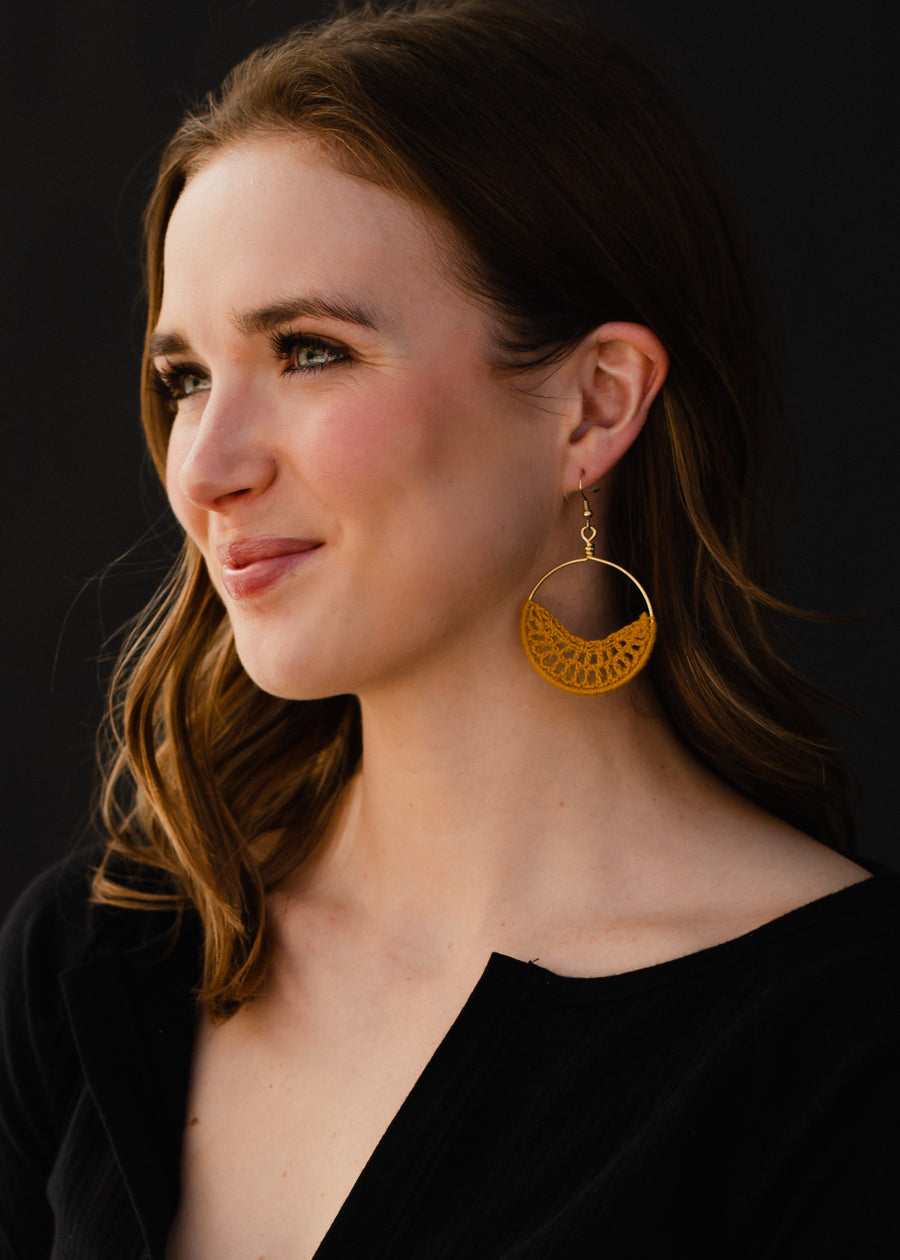 Sadie Crochet Earrings - Mustard