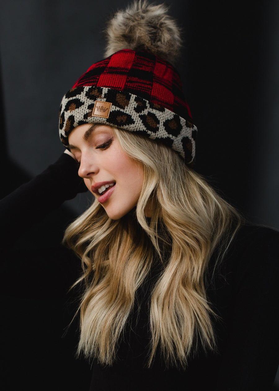 Holly Plaid Pom Hat