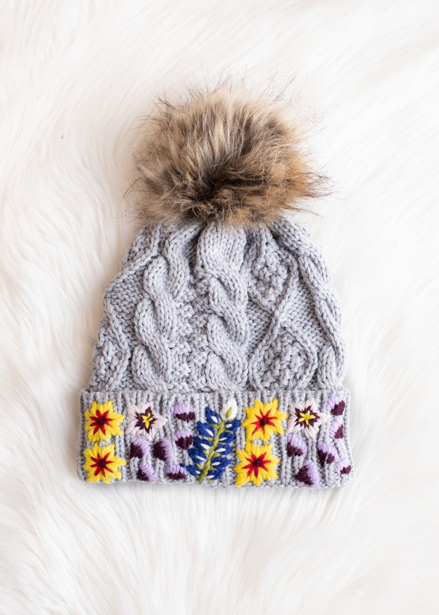 Trinity Luxe Embroidered Pom Hat