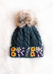 Audra Luxe Embroidered Pom Hat