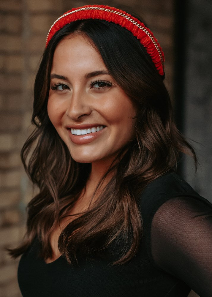 X's & O's Ruched Headband - Rust