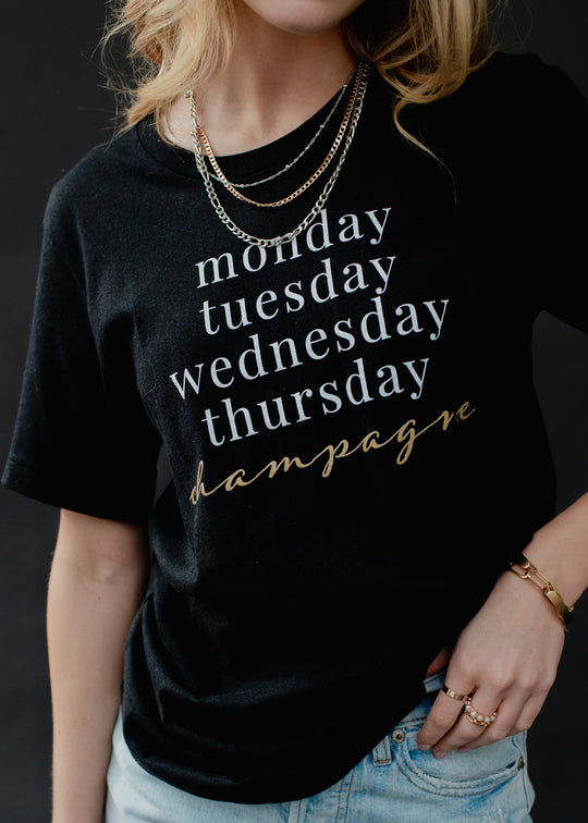 Mon. Tues. Wed. Th. Champagne Tee
